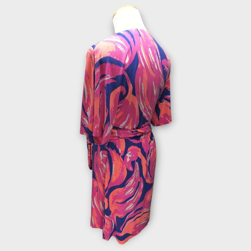 Womens Lilly Pulitzer Blue/Orange/Pink Short Sleeve Wrap Dress Size XS - Picture 4 of 7